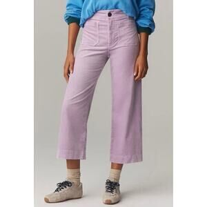 Maeve Anthropologie Colette 28 Tall Corduroy Crop Wide-Leg Lavender pants New